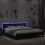 Estructura de cama cabecero y luces LED negra 180x200 cm de , Camas y somieres - Ref: Foro24-3207526, Precio: 214,81 €, Descu...