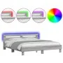 Estructura de cama cabecero y luces LED gris Sonoma 180x200 cm de , Camas y somieres - Ref: Foro24-3207530, Precio: 171,13 €,...