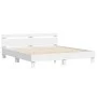 Estructura de cama cabecero y luces LED blanca 160x200 cm de , Camas y somieres - Ref: Foro24-3207532, Precio: 144,41 €, Desc...