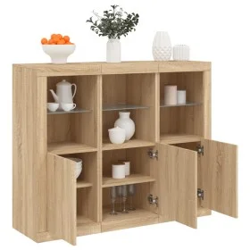 Aparador con luz LED 3 piezas madera de ingeniería roble sonoma de , Aparadores - Ref: Foro24-3209102, Precio: 216,99 €, Desc...