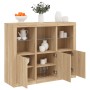 Aparador con luz LED 3 piezas madera de ingeniería roble sonoma de , Aparadores - Ref: Foro24-3209102, Precio: 220,98 €, Desc...