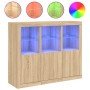 Aparador con luz LED 3 piezas madera de ingeniería roble sonoma de , Aparadores - Ref: Foro24-3209102, Precio: 220,98 €, Desc...