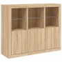Aparador con luz LED 3 piezas madera de ingeniería roble sonoma de , Aparadores - Ref: Foro24-3209102, Precio: 220,98 €, Desc...