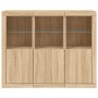 Aparador con luz LED 3 piezas madera de ingeniería roble sonoma de , Aparadores - Ref: Foro24-3209102, Precio: 220,98 €, Desc...