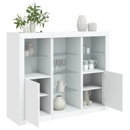 Sideboards with LED lights 3 pieces white engineered wood by , Sideboards - Ref: Foro24-3209121, Price: 234,05 €, Discount: %