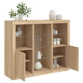 Aparador con luz LED 3 piezas madera de ingeniería roble sonoma de , Aparadores - Ref: Foro24-3209123, Precio: 201,31 €, Desc...