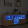 Aparador con luces LED roble Sonoma 162x37x67 cm de , Aparadores - Ref: Foro24-3209032, Precio: 194,56 €, Descuento: %