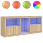 Aparador con luces LED roble Sonoma 162x37x67 cm de , Aparadores - Ref: Foro24-3209032, Precio: 194,56 €, Descuento: %