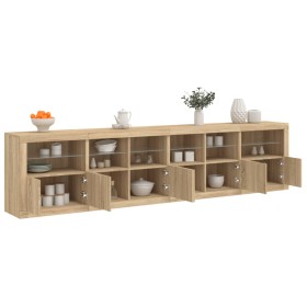 Aparador con luces LED roble Sonoma 283x37x67 cm de , Aparadores - Ref: Foro24-3209018, Precio: 289,77 €, Descuento: %