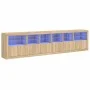 Aparador con luces LED roble Sonoma 283x37x67 cm de , Aparadores - Ref: Foro24-3209018, Precio: 279,59 €, Descuento: %