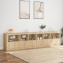 Aparador con luces LED roble Sonoma 283x37x67 cm de , Aparadores - Ref: Foro24-3209018, Precio: 289,77 €, Descuento: %