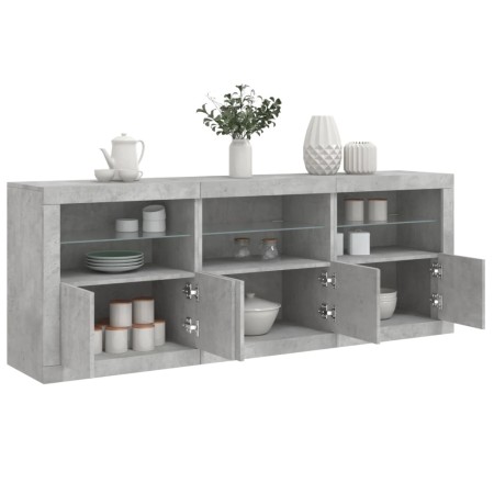 Aparador con luces LED gris hormigón 181,5x37x67 cm de , Aparadores - Ref: Foro24-3209005, Precio: 205,78 €, Descuento: %