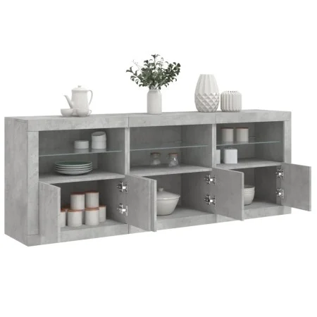 Betongraues Sideboard mit LED-Leuchten 181,5 x 37 x 67 cm von , Sideboards - Ref: Foro24-3209005, Preis: 200,17 €, Rabatt: %