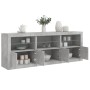 Aparador con luces LED gris hormigón 181,5x37x67 cm de , Aparadores - Ref: Foro24-3209005, Precio: 205,78 €, Descuento: %