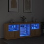 Aparador con luces LED roble Sonoma 181,5x37x67 cm de , Aparadores - Ref: Foro24-3209039, Precio: 202,60 €, Descuento: %