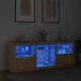 Aparador con luces LED roble Sonoma 181,5x37x67 cm de , Aparadores - Ref: Foro24-3209039, Precio: 197,02 €, Descuento: %