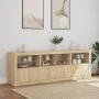 Sideboard with LED lights Sonoma oak 202x37x67 cm by , Sideboards - Ref: Foro24-3209011, Price: 205,18 €, Discount: %