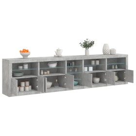 Aparador con luces LED gris hormigón 283x37x67 cm de , Aparadores - Ref: Foro24-3209026, Precio: 324,09 €, Descuento: %