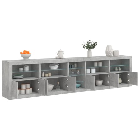 Aparador con luces LED gris hormigón 283x37x67 cm de , Aparadores - Ref: Foro24-3209026, Precio: 324,09 €, Descuento: %