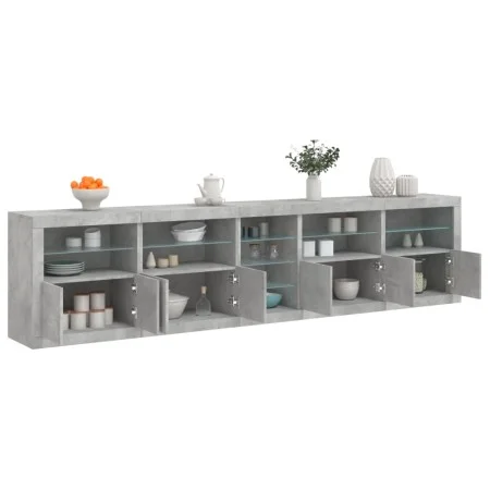 Betongraues Sideboard mit LED-Leuchten 283x37x67 cm von , Sideboards - Ref: Foro24-3209026, Preis: 316,05 €, Rabatt: %