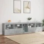 Betongraues Sideboard mit LED-Leuchten 283x37x67 cm von , Sideboards - Ref: Foro24-3209026, Preis: 316,05 €, Rabatt: %