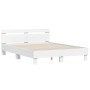 Estructura de cama con cabecero y luces LED blanco 150x200 cm de , Camas y somieres - Ref: Foro24-3207539, Precio: 141,58 €, ...
