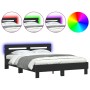 Estructura de cama con cabecero y luces LED negro 140x200 cm de , Camas y somieres - Ref: Foro24-3207547, Precio: 208,50 €, D...