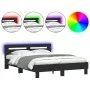 Estructura de cama con cabecero y luces LED negro 140x200 cm de , Camas y somieres - Ref: Foro24-3207547, Precio: 204,25 €, D...