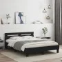 Estructura de cama con cabecero y luces LED negro 140x200 cm de , Camas y somieres - Ref: Foro24-3207547, Precio: 204,25 €, D...