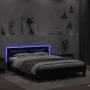 Estructura de cama con cabecero y luces LED negro 140x200 cm de , Camas y somieres - Ref: Foro24-3207547, Precio: 204,25 €, D...