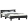 Estructura de cama con cabecero y luces LED negro 140x200 cm de , Camas y somieres - Ref: Foro24-3207547, Precio: 208,50 €, D...