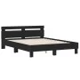 Estructura de cama con cabecero y luces LED negro 140x200 cm de , Camas y somieres - Ref: Foro24-3207547, Precio: 204,25 €, D...