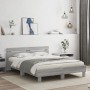 Estructura de cama cabecero y luces LED gris Sonoma 140x200 cm de , Camas y somieres - Ref: Foro24-3207551, Precio: 175,76 €,...