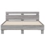 Estructura de cama cabecero y luces LED gris Sonoma 140x200 cm de , Camas y somieres - Ref: Foro24-3207551, Precio: 175,76 €,...