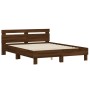 Estructura de cama cabecero y luces LED marrón roble 150x200 cm de , Camas y somieres - Ref: Foro24-3207545, Precio: 161,79 €...
