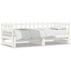 Removable sofa bed solid white pine wood 2x(90x200) cm by , Beds and slatted bases - Ref: Foro24-840389, Price: 146,19 €, Dis...