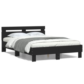 Estructura cama con cabecero madera ingeniería negro 120x200 cm de , Camas y somieres - Ref: Foro24-3207428, Precio: 145,05 €...