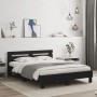 Estructura cama con cabecero madera ingeniería negro 140x190 cm de , Camas y somieres - Ref: Foro24-3207435, Precio: 171,02 €...