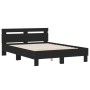 Estructura cama con cabecero madera ingeniería negro 135x190 cm de , Camas y somieres - Ref: Foro24-3207442, Precio: 125,55 €...