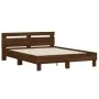Cama con cabecero madera de ingeniería marrón roble 140x190 cm de , Camas y somieres - Ref: Foro24-3207440, Precio: 176,20 €,...