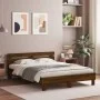 Cama con cabecero madera de ingeniería marrón roble 140x190 cm de , Camas y somieres - Ref: Foro24-3207440, Precio: 176,20 €,...