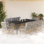 Set comedor de jardín 9 pzas con cojines ratán sintético beige en Conjuntos de jardín | Comprar online en Foru.es