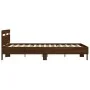 Cama con cabecero madera de ingeniería marrón roble 140x190 cm de , Camas y somieres - Ref: Foro24-3207440, Precio: 176,20 €,...