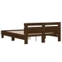 Cama con cabecero madera de ingeniería marrón roble 140x190 cm de , Camas y somieres - Ref: Foro24-3207440, Precio: 176,20 €,...