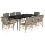 Set comedor de jardín 9 pzas con cojines ratán sintético beige en Conjuntos de jardín | Comprar online en Foru.es