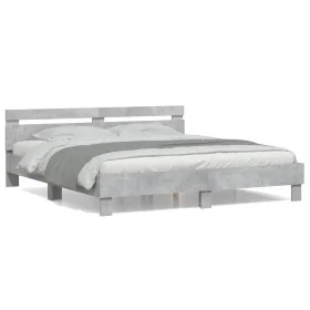 Betongraues Holzwerkstoffbett mit Kopfteil 160 x 200 cm von , Betten und Lattenroste - Ref: Foro24-3207409, Preis: 163,28 €, ...
