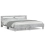 Cama con cabecero madera de ingeniería gris hormigón 160x200 cm de , Camas y somieres - Ref: Foro24-3207409, Precio: 165,66 €...