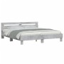 Cama con cabecero madera de ingeniería gris hormigón 160x200 cm de , Camas y somieres - Ref: Foro24-3207409, Precio: 165,66 €...