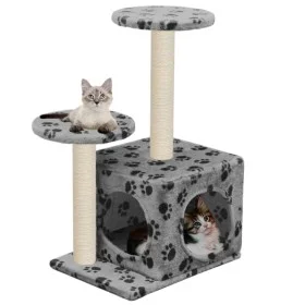 Rascador para gatos con poste de sisal 60 cm huellas gris de vidaXL, Mobiliario para gatos - Ref: Foro24-170518, Precio: 34,5...