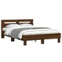 Cama con cabecero madera de ingeniería marrón roble 120x190 cm de , Camas y somieres - Ref: Foro24-3207454, Precio: 154,07 €,...